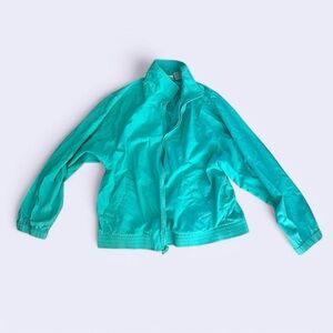 Vintage lightweight bright turquoise zip-up jacket